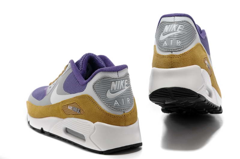 Air Max 90 Hyperfuse fourrure Chaussures Femmes Violet Gris Jaune (3)